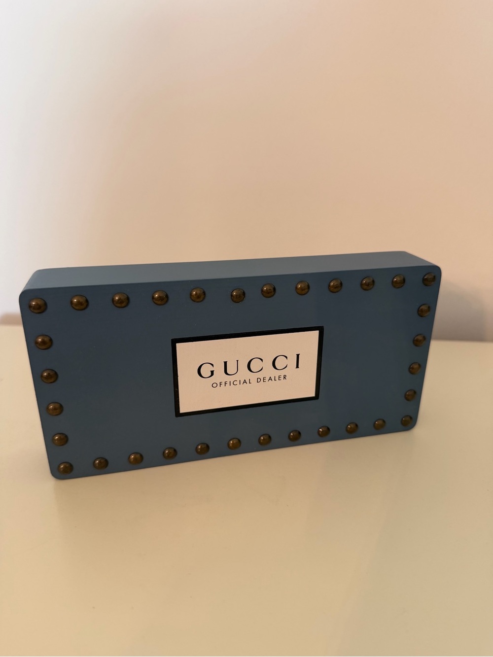 Gucci Blue Studded Plaque Logo Box